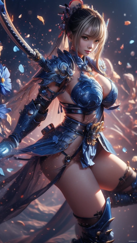8k、Masterpiece、Knowing women, Beautiful Face,Sensual Body、Glamour、1people、 (white, Money, purple:1.2), (Sexy Red Library:1), (Beauty Makeup:1), (Shiny skin:1.2), (Huge breasts:1.3), (whole body:1.1), (Metal Blue Battle Armor:1), (Cleavage:1), transparent, high legs, Are standing, (Sexy Body), (Muscle Abs:1.1).