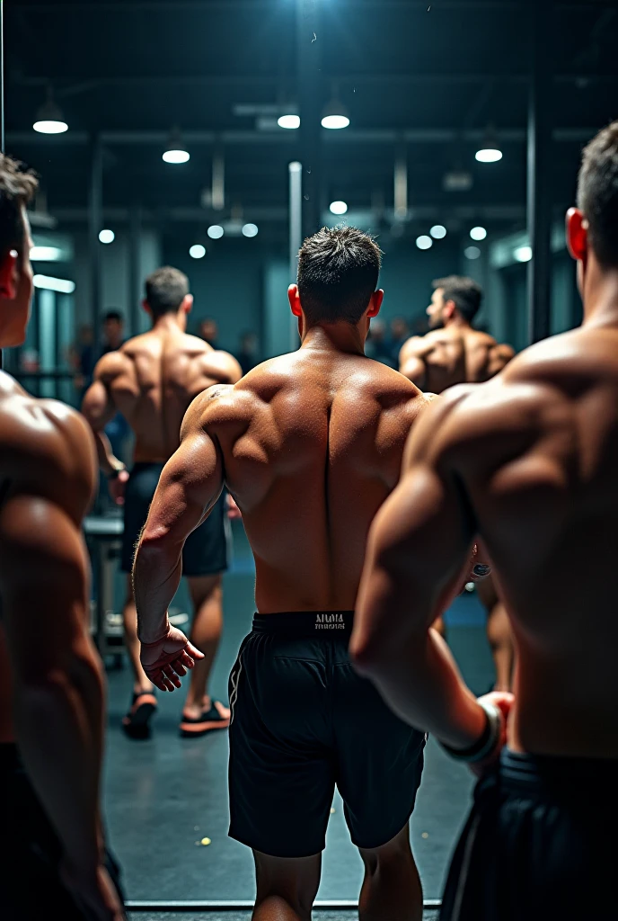 Two bodybuilder with shirt name pankaj and partha
