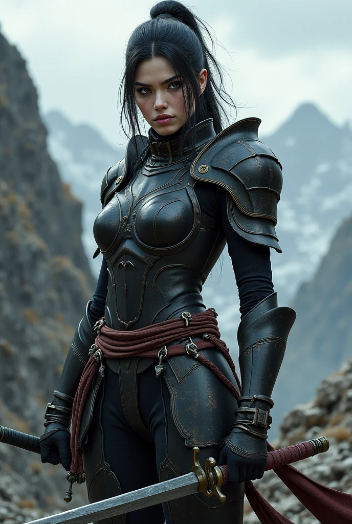 1girl, crop armor, abs