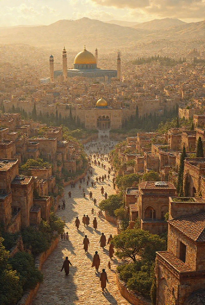 Imagine for a moment that you are in ancient Jerusalem seen from above., surrounded by riches beyond imagination.