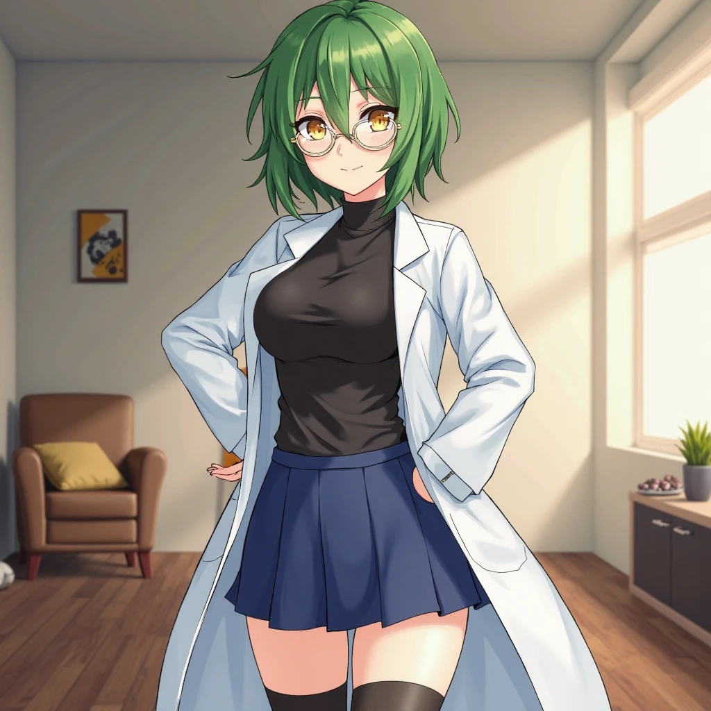 (masterpiece, best quality, detailed), 1girl, solo, looking at viewer, UbelFrieren, purple eyes, side ponytail,
scientist, labcoat, glasses, collared shirt, pencil skirt, <lora:basement_v0.2:1> basement, (dark:1.5), dimly lit, contrapposto, smile, closed mouth