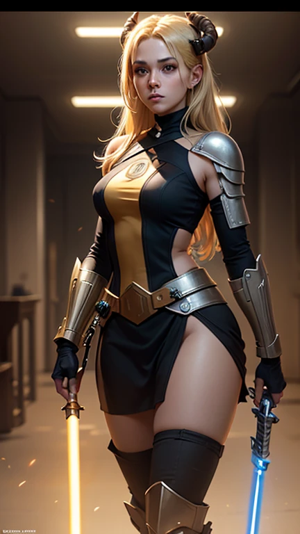 bdsm, collar cyberpunk Samurai jacket, (female, yellow skin:1.74), Large linen cape, (nice face, very angry:1.3), (bdsm harness, tight huge massive firm breasts:1.5), surrounded by a detailed spacescape with translucent dark-amber Highlights, (black neon, emissive), (yellow particules, hyper-detailed,:1.2) sharp, high resolution, high quality, 32K, Ultra realistic, HD, super detailed, line art, abstract style, (full body, shinny, wavy hair:1.2), (star wars inquisitor:1.3), (circle hard powerful black white orange red hard fire neon:1.2)