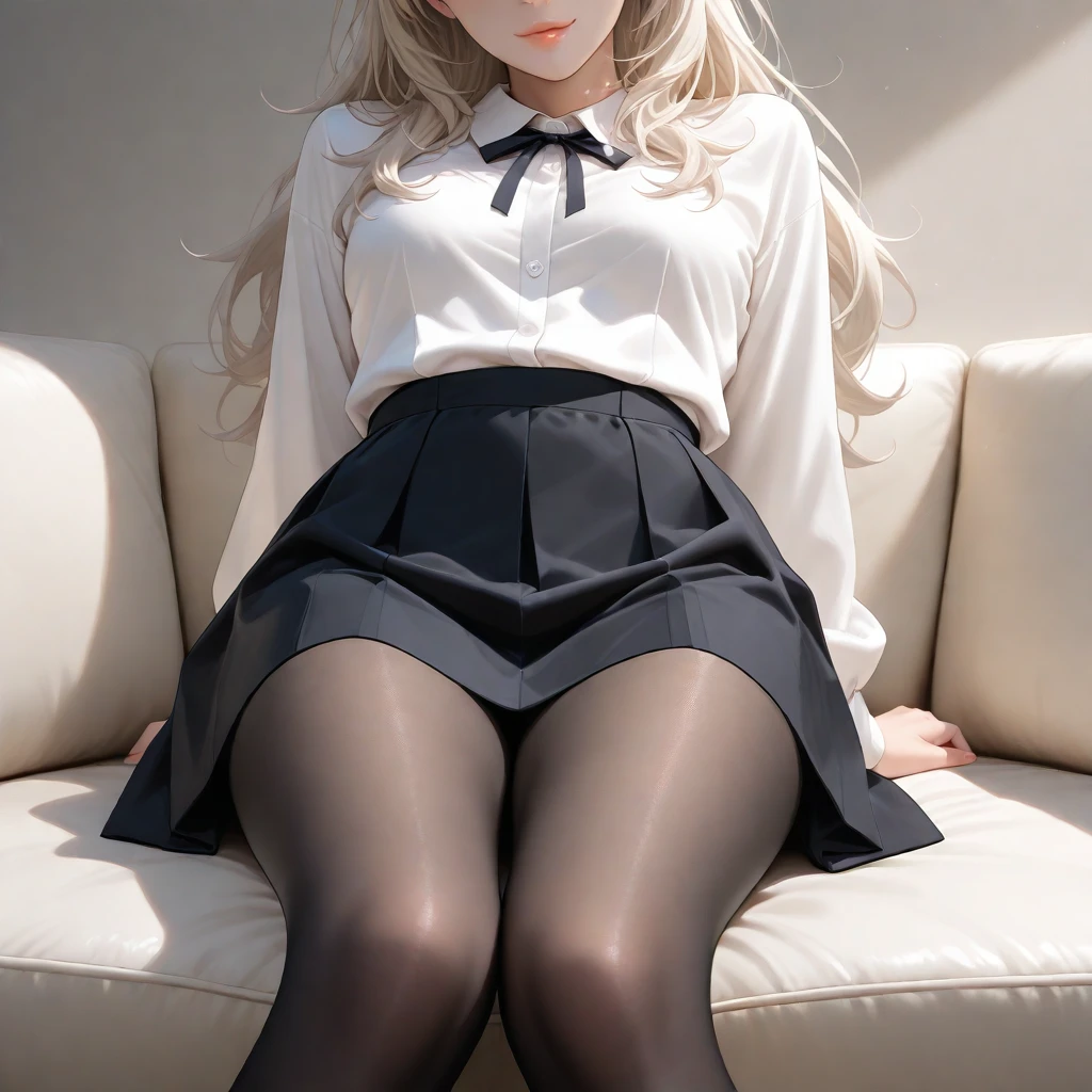 White silk miniskirt,Beautuful Women,largeeyes,squatt,spread their legs