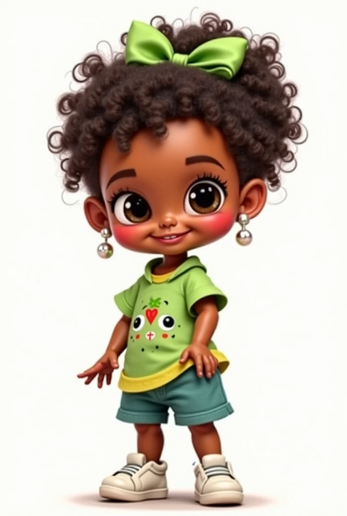 realistic portrait of one year old little girl with (dwarfism, Achondroplasia) cute futuristic afro (light brown skin color) cute, cute smile, ((walking)), [chibi], wearing T-shirt and jeans, current fashion, long hair mega hair kanekalon com, ((jewelry, watch)), garden background, close-up, product view, detailed facial details, perfect face, trend art, sharp facial details, cgsociety, ultra-quality digital art, hyper-exquisite details , 4k, 8k soft lighting , dreamy, fashion, engine rendering unreal -