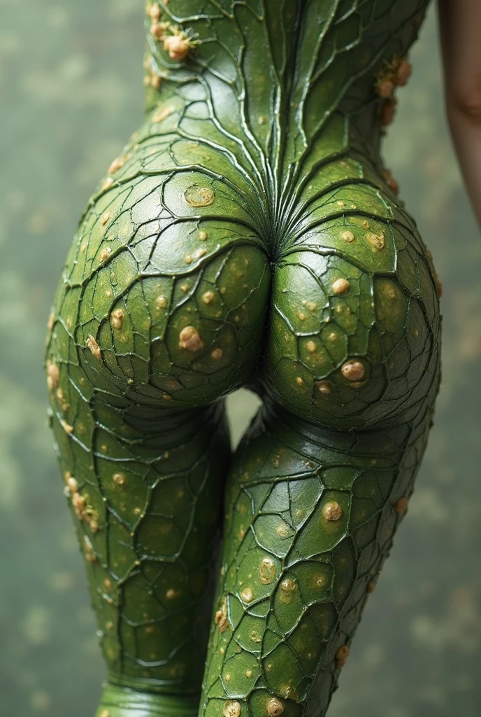 A male yellow muscle Lizardmen on grass , sleeping, a very close view of butt and back , textured ,
