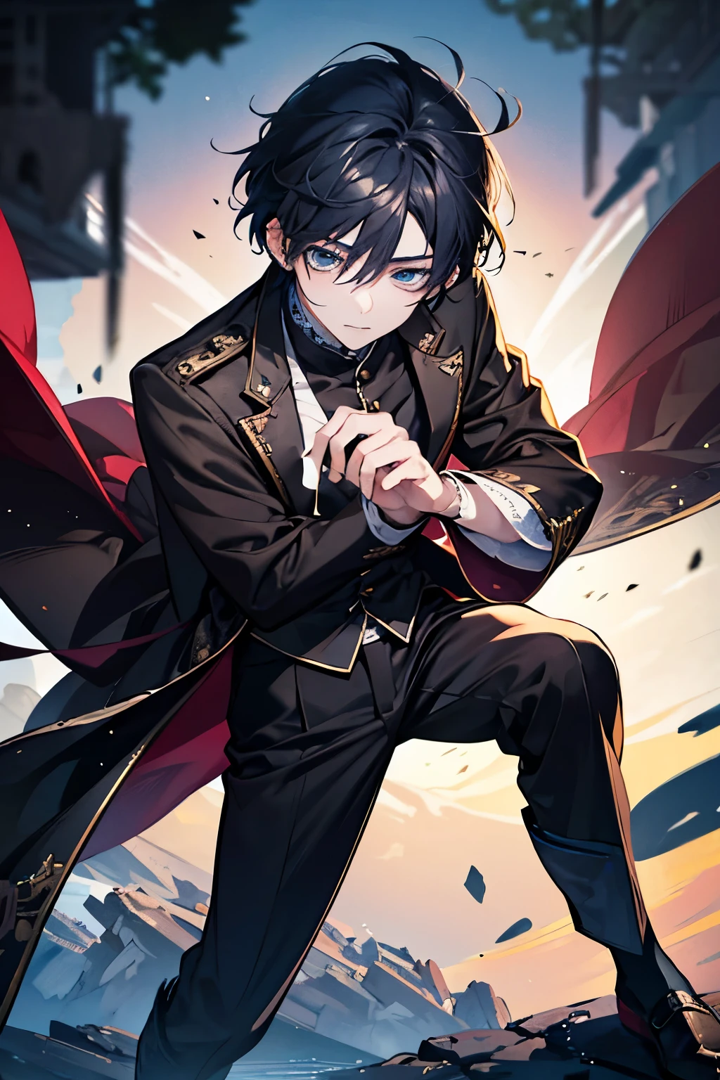  A close-up photo of a person , I'm wearing a black shirt and brown jacket., The handsome man of Touji Fushiguro, He has dark gray hair,  Guwaze style artwork , tall anime character with blue eyes, man anime style,  animation style,  Animation Handsome man , , a delicate and neutral prince,  beautiful Prince of Androgenus , sweaty suit made by Animation Painter Studio. 4K. 고화질.  full body. various poses