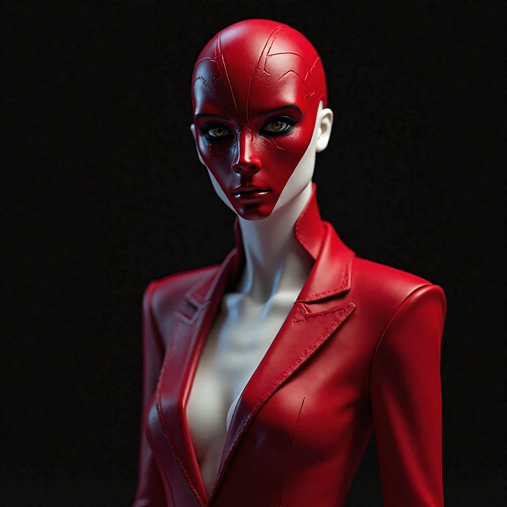 (unbuttoned clothes:2),faceless,best quality, ultra detailed,atomic heart, robot, android, cyborg, (mirror:0.8), (((faceless))), 1girl, (solo:2),standing, (red hair:2), (long braided hair:1.2), (single bang:1.2), medium breasts, (white shirt:1.4), (black long necktie:1.5),full body,(interview:1.3), (dark background, chains:1.3),, RAW photo, 8k uhd,, Masterpiece,best quality, beautifully painted,highly detailed,