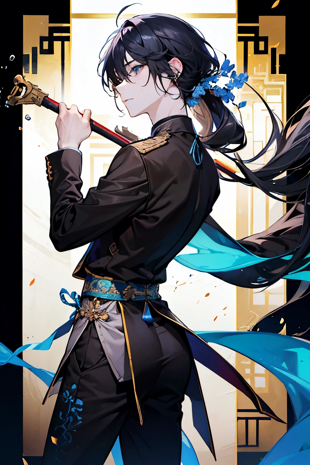  A close-up photo of a person , I'm wearing a black shirt and brown jacket., The handsome man of Touji Fushiguro, He has dark gray hair,  Guwaze style artwork , tall anime character with blue eyes, man anime style,  animation style,  Animation Handsome man , , a delicate and neutral prince,  beautiful Prince of Androgenus , sweaty suit made by Animation Painter Studio. 4K. 고화질.  full body. various poses