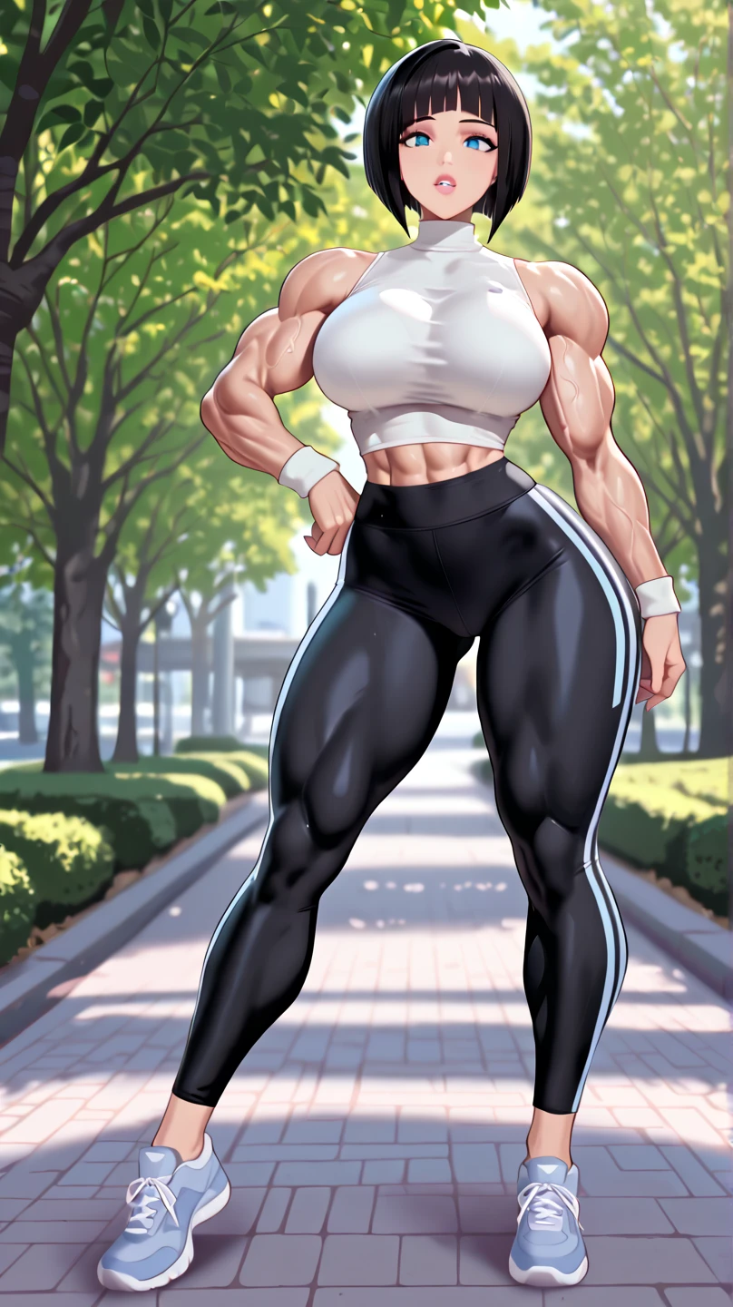 a girl, Saiyan , combed back white hair, , green eyes,slim, thin waist, wide hips, brown skin color , medium breasts, black clothes, walking, walking down the street