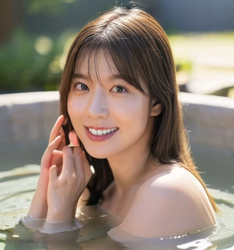 ((Browsing Caution))、最High image quality、High image quality、最High image quality、8k、最High resolution、High resolution、最High image quality、masterpiece、far and near method、Detailed realistic human body 、Detailed and realistic skin、Detailed and realistic face、 Realistic Reproduction of Every Detail 、Realistic lips with detailed details、Detailed and realistic teeth、Realistic ears、Realistic and detailed hair、Realistic and detailed arms、 Realistic Reproduction of Every Detail 、Detailed and realistic fingers、(Beautiful Hands、thumb1reference4)、(nipples:1.2), gigantic breasts,Realistic details, even down to the toes、((Beautiful Japan))、(Japanese Model), ( Japanese Woman )、(( 1 beautiful girl))、(Black Hair)、( Random Hairstyles)、(Cute Smile:1.5)、((whole body))、((Perky and beautiful breasts))、(Slim Style、Slim fit)、(whole body glossy skin、White skin)、((Wrap a thin white towel around your body.))、((Thin towel(Her skin is visible through the wet thin towel.))、(The shape of her nipples is clearly visible through a wet thin towel)、(The shape of her pussy is clearly visible through the wet, thin towel.)、((A wet thin towel sticks tightly to her skin.))、(Soft natural light)、((Deep in the forest(Natural hot springs gush out))、((Hot spring surrounded by rocks))、((deep bathtub(Deep Hot Springs))、((Hot Spring Girls))、((Take a bath in a hot spring))、((A woman warming herself in a hot spring))、((Soak in a hot spring))、((腰までSoak in a hot spring))、((Extremely clear hot spring water))、((Fuselage visible above water))、((Hot springs filled with thick steam))、((A lot of steam rises from the hot winter。.........))