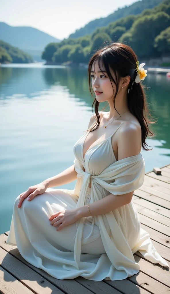a smiling happy korean girl,1 girl, young girl,beautiful detailed eyes,beautiful detailed lips,extremely detailed eyes and face,longeyelashes,above knee length modern strapless dress,ultrarealistic,ultra hd,photorealistic,highres,masterpiece,extremely detailed,sharp focus,vivid colors,natural lighting,soft lighting,warm color tones,ultra-detailed,8k, (best quality,8k,highres,masterpiece:1.2),ultra-detailed,(realistic,photorealistic,photo-realistic:1.37),warm lighting, vibrant colors, soft focus, elegant, cinematic, highly detailed, professional digital art, 32k CG unity wallpaper, UHD, Ultra HD, ultra realistic, hyper realistic, ultra sharp, vivid, Glow face, realistic skin, realistic smile, realistic atmosphere, every thing is realistic, cutest smile, realistic body, realistic body language, stylish look, stylish angles, beautiful background scenery, detailed background, hyper-detailed, bright skin, glow skin, cinematic photography, award winning Photography, Very High Resolution picture quality, Very High PPI, bright skin, glow, 