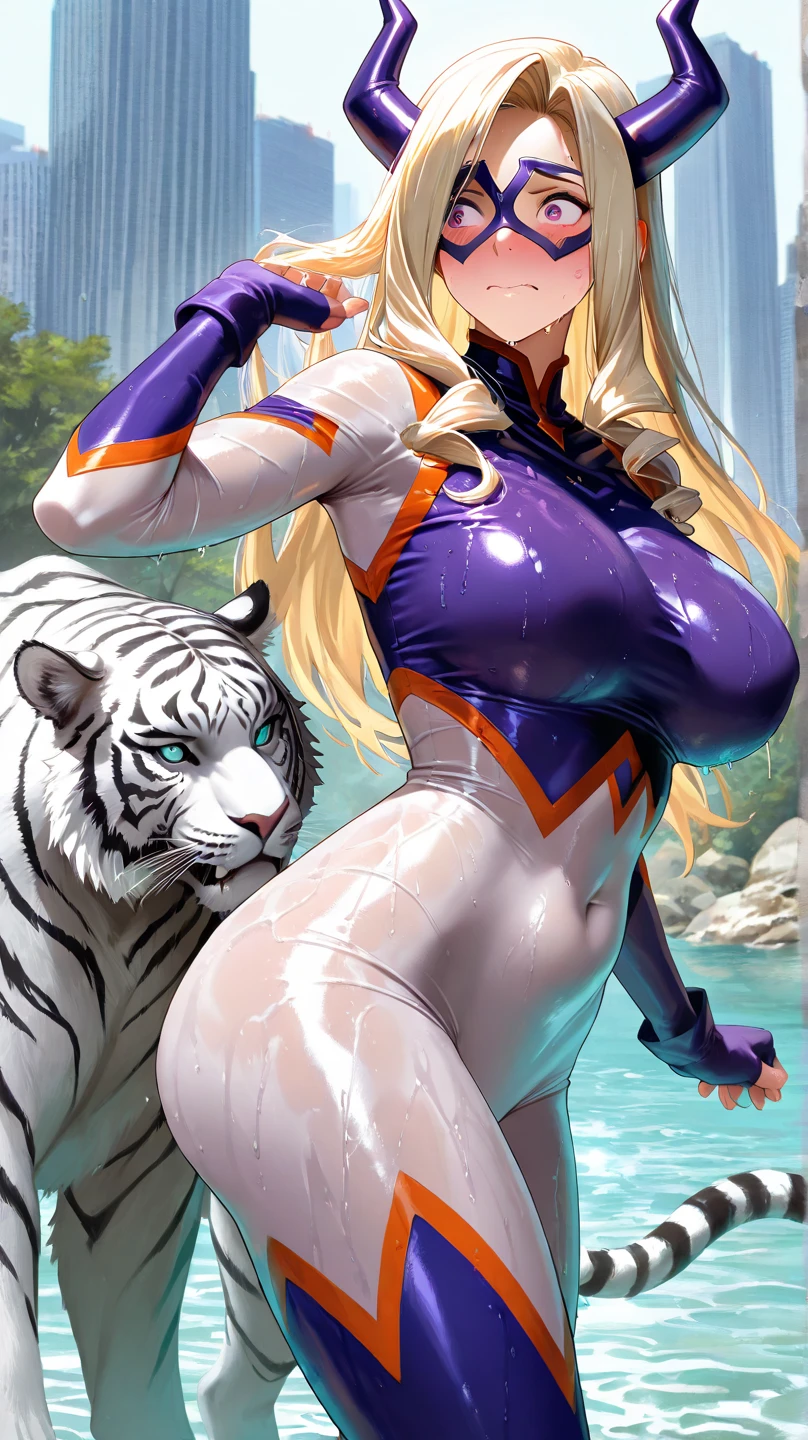big muscular, women,latex catsuit, sexy,
blond long hair, 200cm tall, sea, nipple, wolf furry, big boobs, tail, femdom