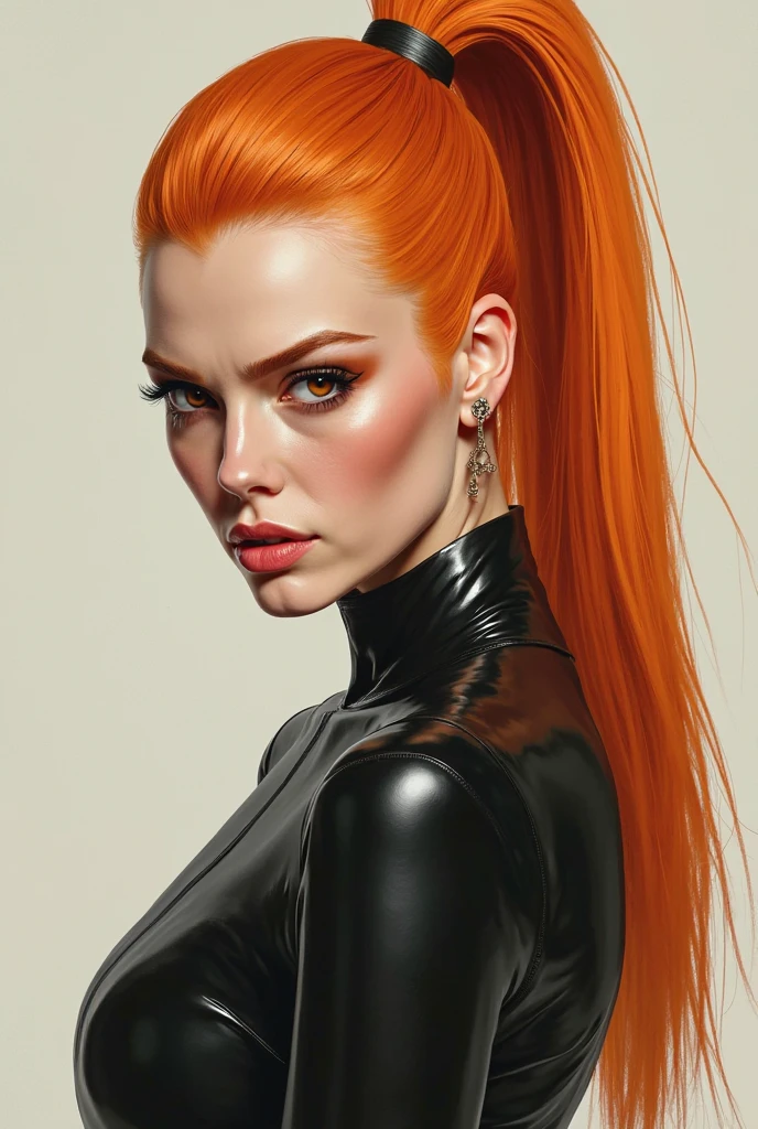 incredible portrait, 2 third rule, beautiful latex dragon with long red hairs, petite, skinny, slim body, skintight latex catsuit, <lora:BodyProportions_V2.5:1> <lora:lora_perfecteyes_v1_from_v1_160:1> <lora:GoodHands-vanilla:1>