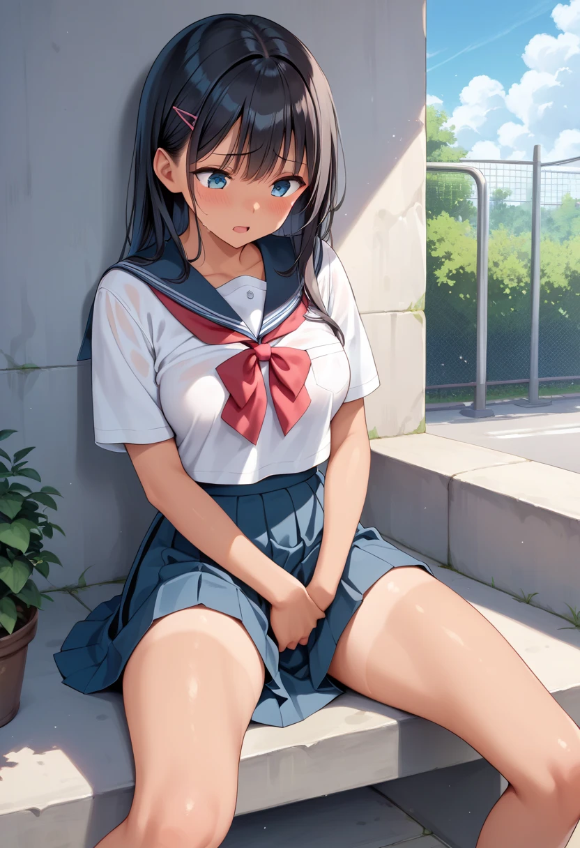 (masterpiece:1.2, highest quality), (realistic, photorealistic:1.4), beautiful illustrations, (natural side lighting, movie lighting), Depth of written boundary, looking at the viewer, Front view, 1 girl, Asian, 15 years old, ((bob hair)), perfect face, Cute symmetrical face, pale white skin, shiny skin, asymmetrical bangs, Big eyes, droopy eyes, long eyelashes, thin, beautiful hair, beautiful face, fine and beautiful eyes, beautiful clavicle, beautiful body, beautiful breasts, beautiful thighs, beautiful feet, beautiful fingers, ((school uniform )), (vaginal sex:1.5), (beautiful scenery), evening, droopy eye, (cum in pussy:1.5), sex, erotic, cum in pussy, hetero, mole, mole under eye, (smile, Upper grade, open your mouth)