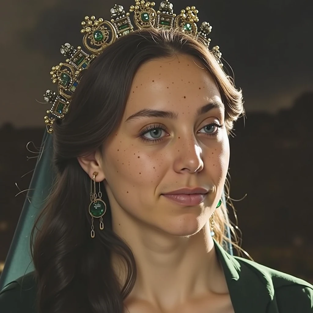 Mulher usando um vestido branco com uma vela ao fundo, Retrato de Emily Blunt como rainha, princesa feminina bonita, princesa medieval, retrato da princesa, princesa bonita, Retrato da princesa, beautiful elven princess, uma bela imperatriz fantasia, Retrato de uma rainha elfa, rainha bonita, Rainha elfa bonita e elegante, ((uma bela imperatriz fantasia))