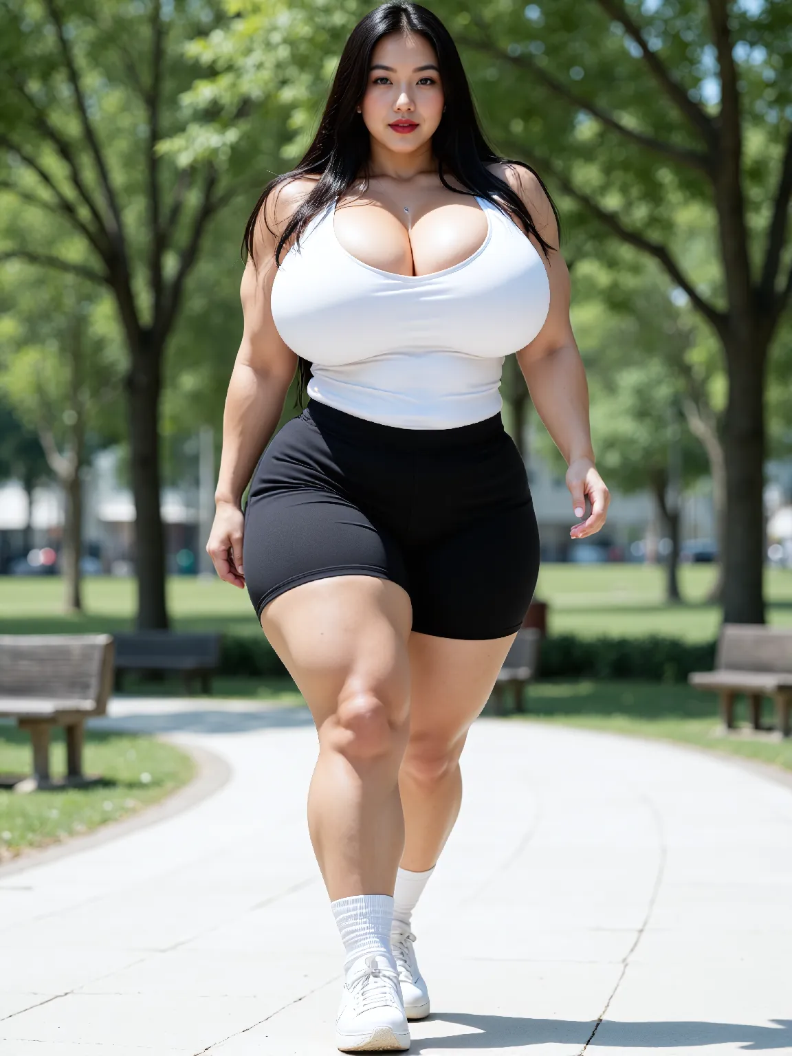 1woman,(masterpiece:1.8),photo-realistic,16k,(beautiful 40s japanese plump lady:1.3),(sports bra:1.4),(gym shorts:1.3),sneakers,(whimpering:1.8),(panicking:1.7),(sobbing:1.7),(crowded playground:1.4),(wetting:1.3),(dripping pee:1.3),long hair,straight hair,black eyes,attractive older woman,mature woman,MILF,curvy,(huge breasts:1.2), makeup,lipstick,eyeliner,mascara,eyeshadow