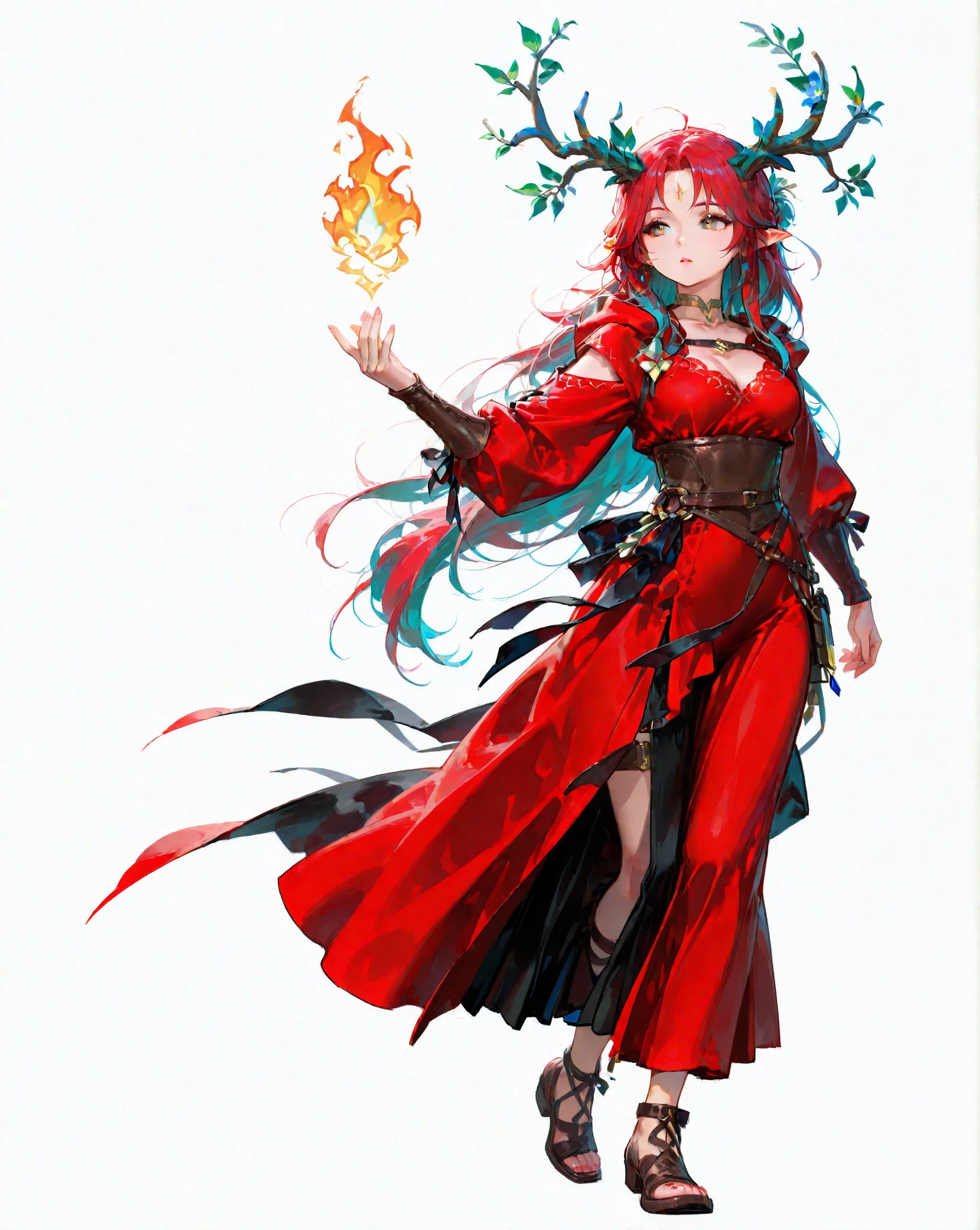 great details、high image quality、simple background、full body、Adventurer、HAIR color Random、dryad