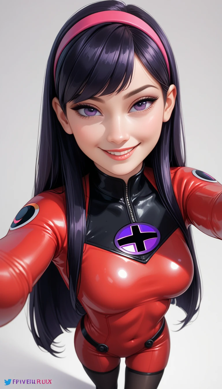 latex　one piece　Big Breasts　Upper Body　long hair　smile