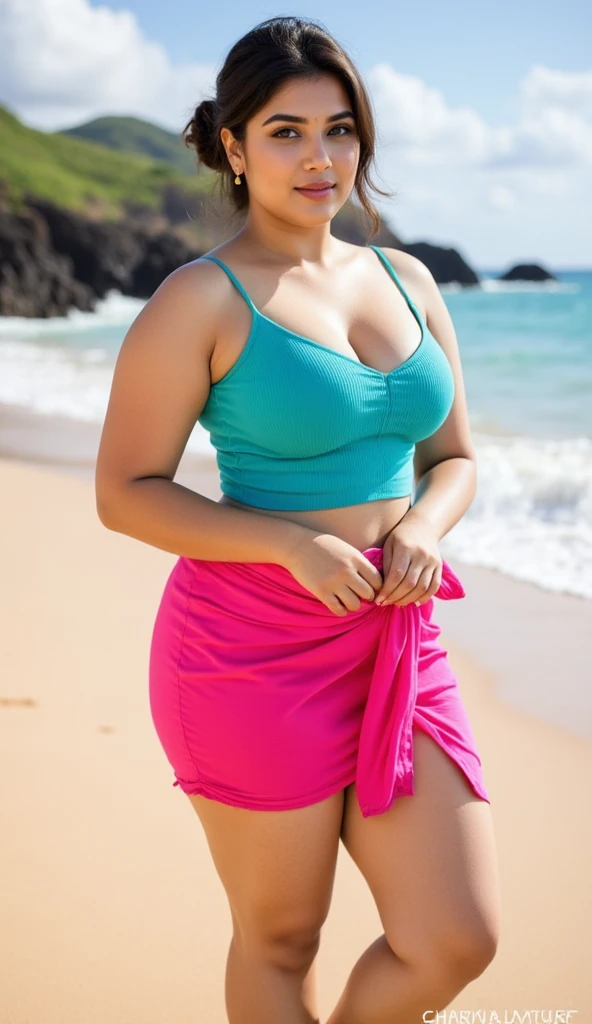 srabanti chatterjee Indian beautiful actress curvy plus size hour glass bulky figure woman, closeup camera view, wearing Tween Girl Two Tone Wrap Cross Bikini Swimsuit & Butterfly Print Beach Skirt SKU: sk2302281544931635 GBP£7.49 GBP£9.49 -21% Including VAT Color: Multicolor, different style hairstyle, bright eyes, thin eyebrows, fair skin, blushing cheeks, prefect head to toe view, full body view, Urban Skatepark: A vibrant skatepark with ramps, graffiti, and energetic vibes. smile face, black hair, Indian face, perfect skin tone light, ultra realistic skin texture