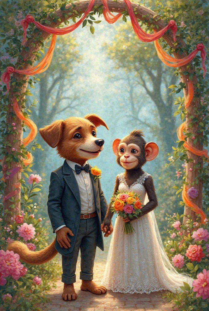 Dog marry with monky