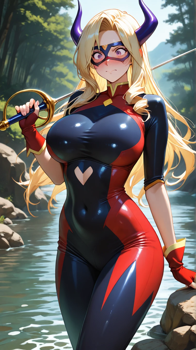 I present to you a stunning masterpiece depicting the android character Android 21 from the Dragon Ball Fighters game. Here's a detailed description of the artwork:

The scene is set on a lush green planet with a clear blue sky, surrounded by massive cliffs and towering trees. In the center, Android 21 is standing tall, her face showcasing her radiant beauty. She's wearing a tight red and blu outfit, with intricate designs and patterns. The outfit accentuates her toned muscles and captivating curves. Her long, flowing hair cascades down her back, framing her perfect face.