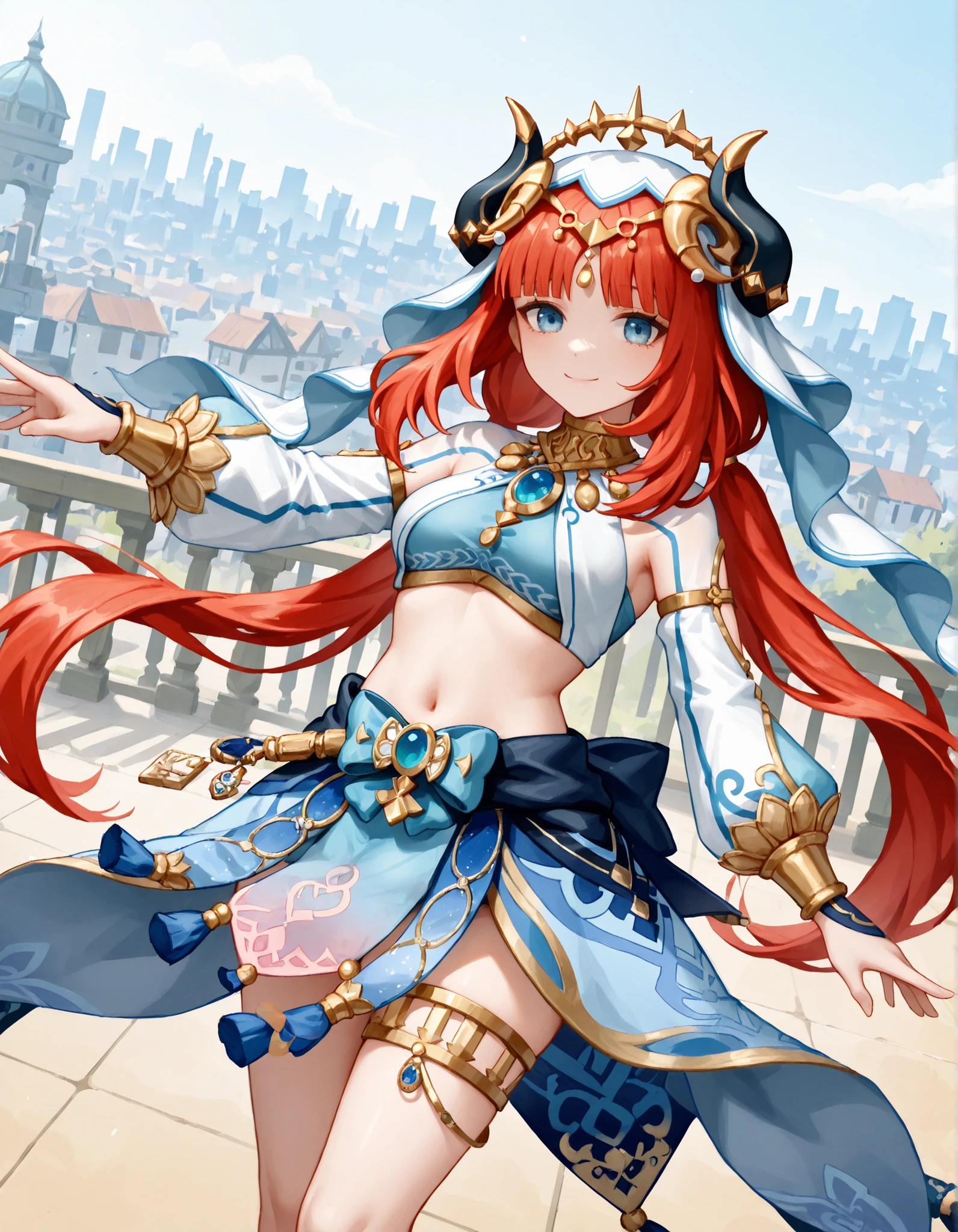 (((best quality)), ((masterpiece)), (details), masterpiece, best quality, high quality, ulutra detailed, perfect face,Shiny Hair、Glowing Skin、blush、nilou、whole body、Dancer、lake、Splash、dance、smile