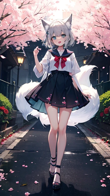 1teenage boy, kitsune teenage boy, sitting a top a torii gate, teenage boy carrying a big sword, midnight, big moon in the middle, modern white jacket, white hair