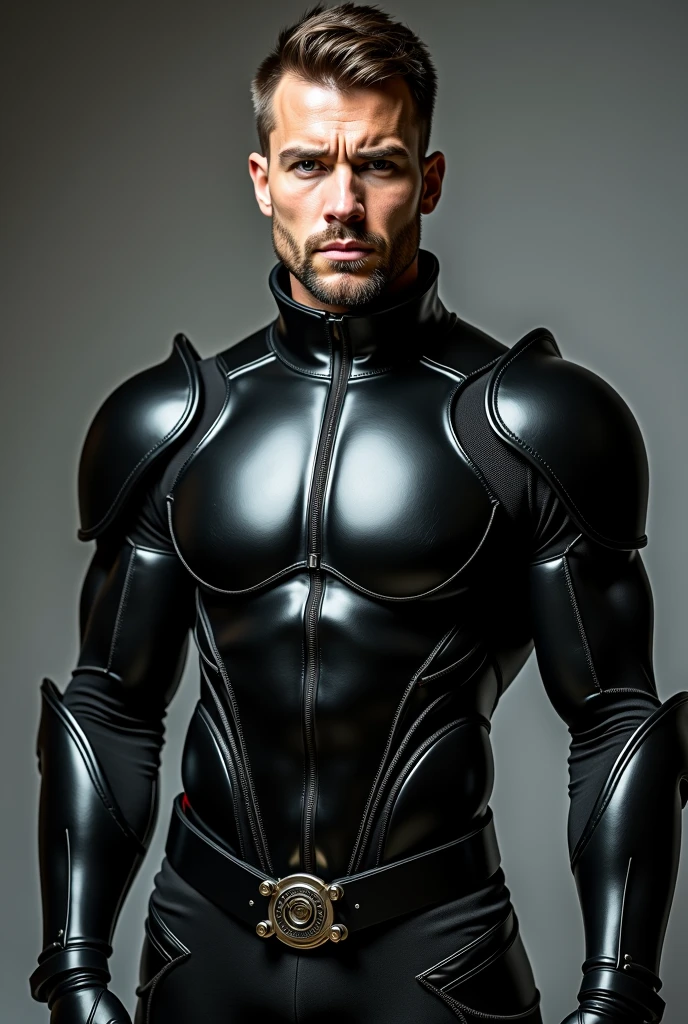 (Robust, Mazinger Z-inspired suit tailored for a sturdy individual. Sleek, deep metallic blue as the base color reminiscent of Mazinger's armor, accented with silver trims. Fabric seamlessly blends high-quality leather with flexible, reinforced material for strength and durability. Intricate details on the chestplate mimic iconic design, incorporating subtle LED accents for a futuristic touch. Trousers feature matte black finish with subtle blue undertones, completing the ensemble with a powerful and modern aesthetic.), (Youthful, Friendly Expression, Sparkling Eyes, Intense Gaze, Dark Brown Hair, Warm Highlights, Clear Skin, Healthy Tone, Athletic Build, Well-proportioned Body, Strength, Agility, 26 Years Old.) ()(4k, ultra quality))),pale skin, pink nipples, skinny, good lighting, very pale skin, light skin, model with attractive body,,big bulge and big butts,(Best quality, 8k, Masterpiece). High Detail , , superior quality, natural lighting, beautiful, sexy, correct anatomy, good composition,realistic shapes, realistic skin tones,Natural eyes,realistic eyes,looking up at viewer,vpl,realistic muscles,Realistic wrinkles on the skin,Realistic arms and legs,Realistic face,realistic hair,Make a sexy and seductive face,, Clear Focus: 1.2, Perfect Body virile: 1.4 , Slender Abs: 1.2, Wet Body: 1.5 , Highly detailed face and skin texture, detailed eyes, double eyelids, big upper lip, man focus,amazing composition, front view, HDR, volumetric lighting, ultra quality, elegant,Post a erotic photoshoot,Realistic pose,detailed hair,full body,Fujifilm XT3 photorealistic art by midjourney