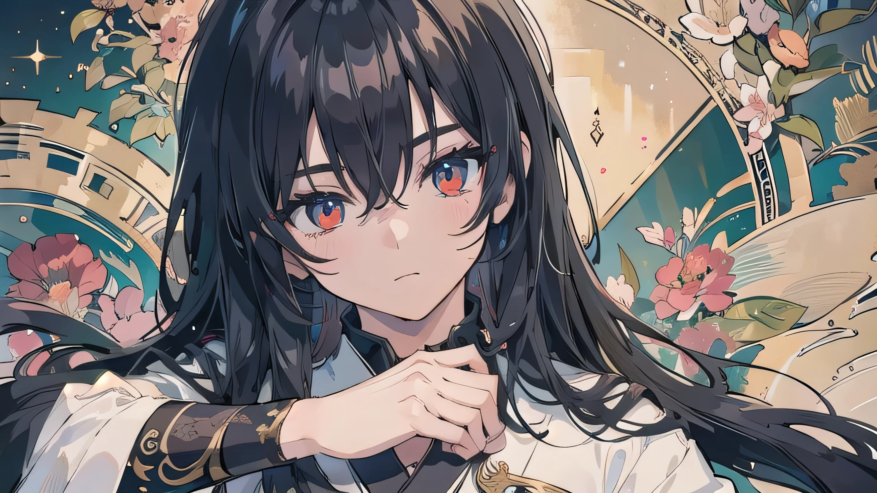 Intense Details,  HIGHLY Details, photorealistic, best quality, high definition,  reverse exchange, HIGH DETAILS, best quality, 16k, [ ultra More], masterpiece, best quality, (Extremely Detailed)((top quality)),((masterpiece)),Zenitendo Style,10th Generation,((( male,Handsome Guy))),2025 Anime Style,Delicate line drawing,fantastic atmosphere,High Quality,10th Generation,Handsome Guy,black hair, scarlet eyes,Alluring,mysterious,Japanese Art Style,classical,antique,Delicate line drawing,long eyelashes,Shading Enhancement,Sleek hair, gothic elements ,Dark Fantasy,Solemn,aura,Narrative,sparkling eyes,luster,Japanese-style decoration in the background,Warm Lighting
