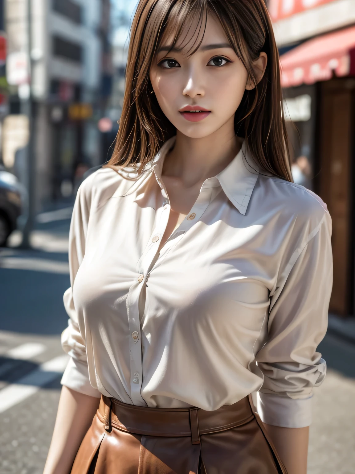 ultra - detailed、tmasterpiece、top-quality、超A high resolution、8K、high-level image quality、Live action、Photogenic clarity、A detailed eye、二重まぶた,gradients、perfect anatomy body proportions ,hdd、NFFSW , Nikon Z9 80mm lens 、masutepiece、Beautiful female teacher, Skirts and thighs、20yr old、Take a walk along the hallway、office clothes, Wear a luxurious silk shirt, Young and beautiful girl, perfect body figure, perfect body figure, full pov, Perfect body, (Starting below:1.3), lewd poses,(huge tit:1.0), long sexy legs, (thigh gap:1.5),Wide buttock,Elegant slim beige blouse, Pretty Korean girl, Kpop idol,(Pale skin), (Big eyes),(ssmile:0.8),(Plump sexy lips), intricate detail face, ((ultra detailed skin)) Business clothes, Business attire, wearing shirt, Merchant, Flesh-colored stockings, cream colored blouse, Wear an ultra-thin shirt, silky garment, wearing business casual dress, dressed in a suit, business outfit, formal outfit、super detailing, realistic skin textures, Detal Face, Beautiful detail eyes, Makeup - makeup、Sparkling eyes、shiny lip、high-heels、Semi-body shot、S-shaped body, Upturned buttocks,