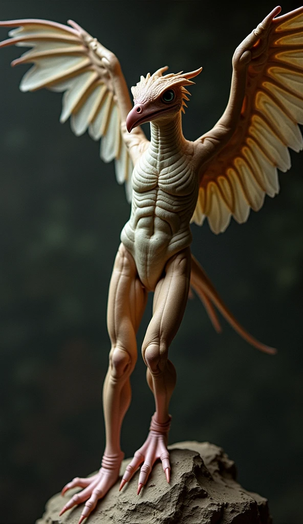 anthro, cyborg girl,cobra, cobra hood, snake tail,glowing blue,eyes, (Four Arms:1.3), city,(white angel wings:1.2),two arms on hip, Emma Watson