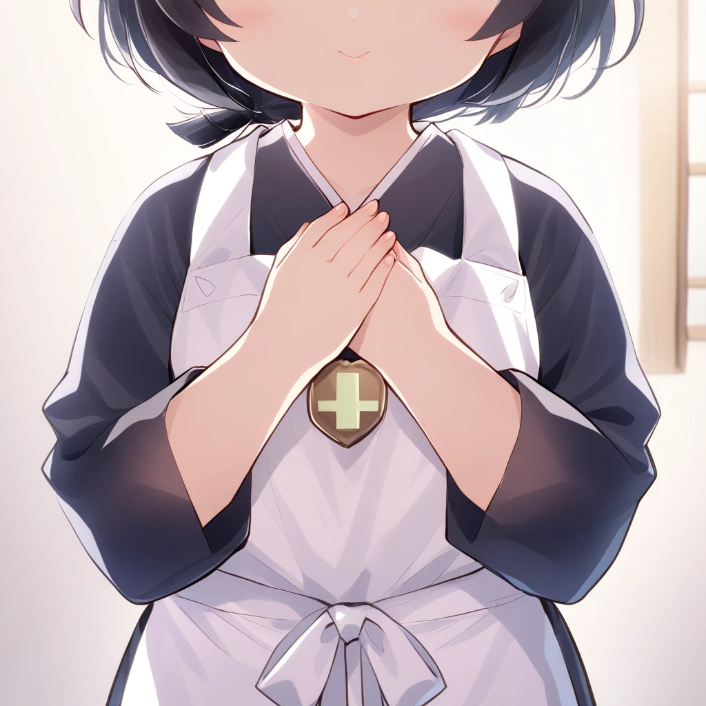 masterpiece,best quality,1girl,azazel,short hair,black hair,angel,halo,ribbon,hair ribbon,white ribbon,cross,gloves,white gloves,shirt,white shirt,collared shirt,short sleeves,pants,white pants,wavy mouth,holding notepad,nervous,((sweat)),indoors,cowboy shot,dutch angle,<lora:azazel:0.9>,<lora:Concept-control tool-add_detail-CyberAIchemist:1.1>,