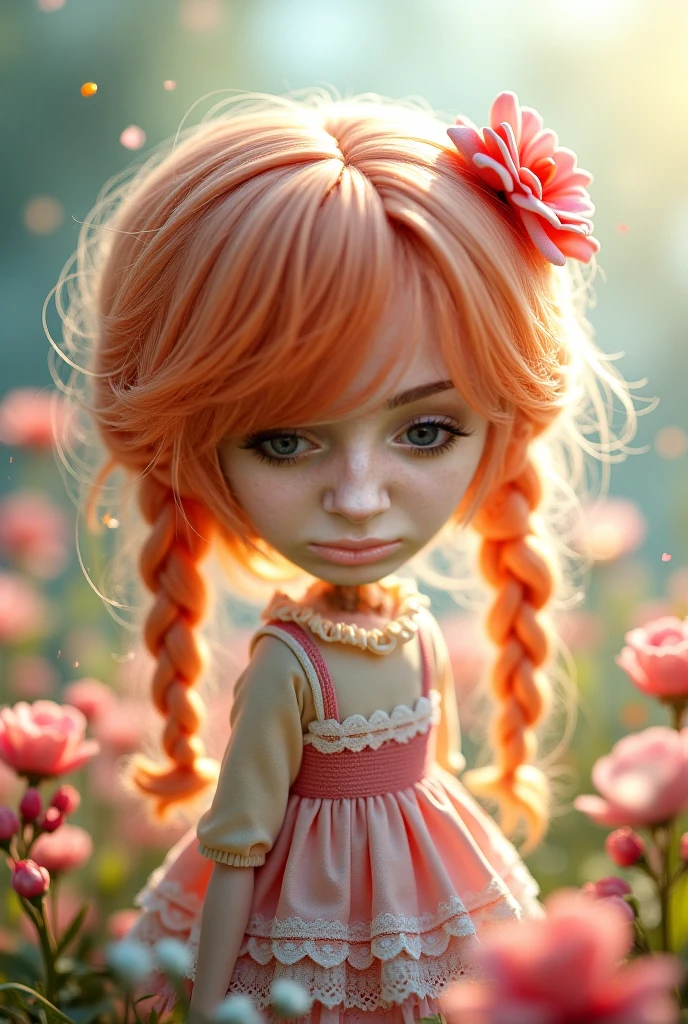 child, green eyes, pink hair, pink hat, white dress, high quality, (photorealistic:1.8), 1girl, (aegyo sal:1), cute, ((swollen eyes)), irreal_engine, photography, realistic_skin_texture, photorealistic, --auto --s2