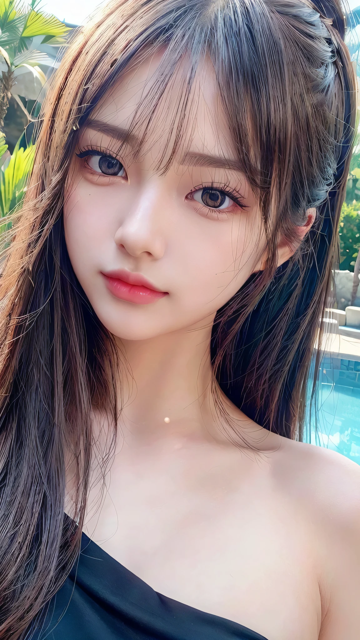 ((highest quality, 16k, masterpiece: 1.3)), (beauty, big: 1.2, Slim Abs: 1.2), (Highly detailed face, Highly detailed lips, Fine grain, double eyelid), (White see-through bikini), 1 female, Short bob woman, One mole on the right breast