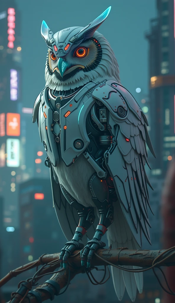 Create a hybrid eagle female character with cyberpunk style warrior clothes