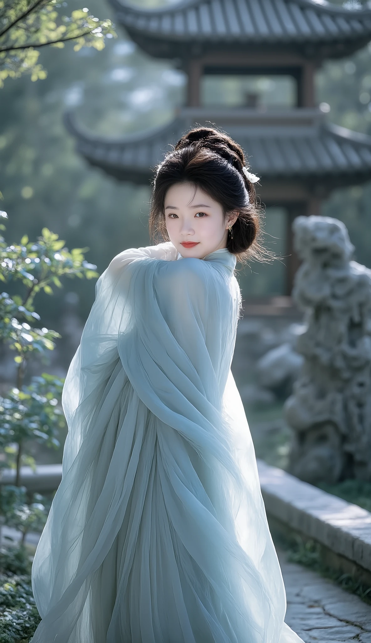 Smiling and thinking about happiness for everyone, shines a ray of light against the background of Amaterasu Omikami's big day