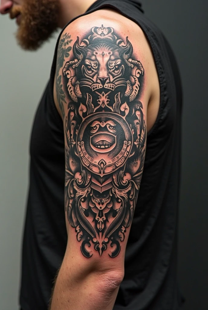 Realistic black and grey tattoo design: India