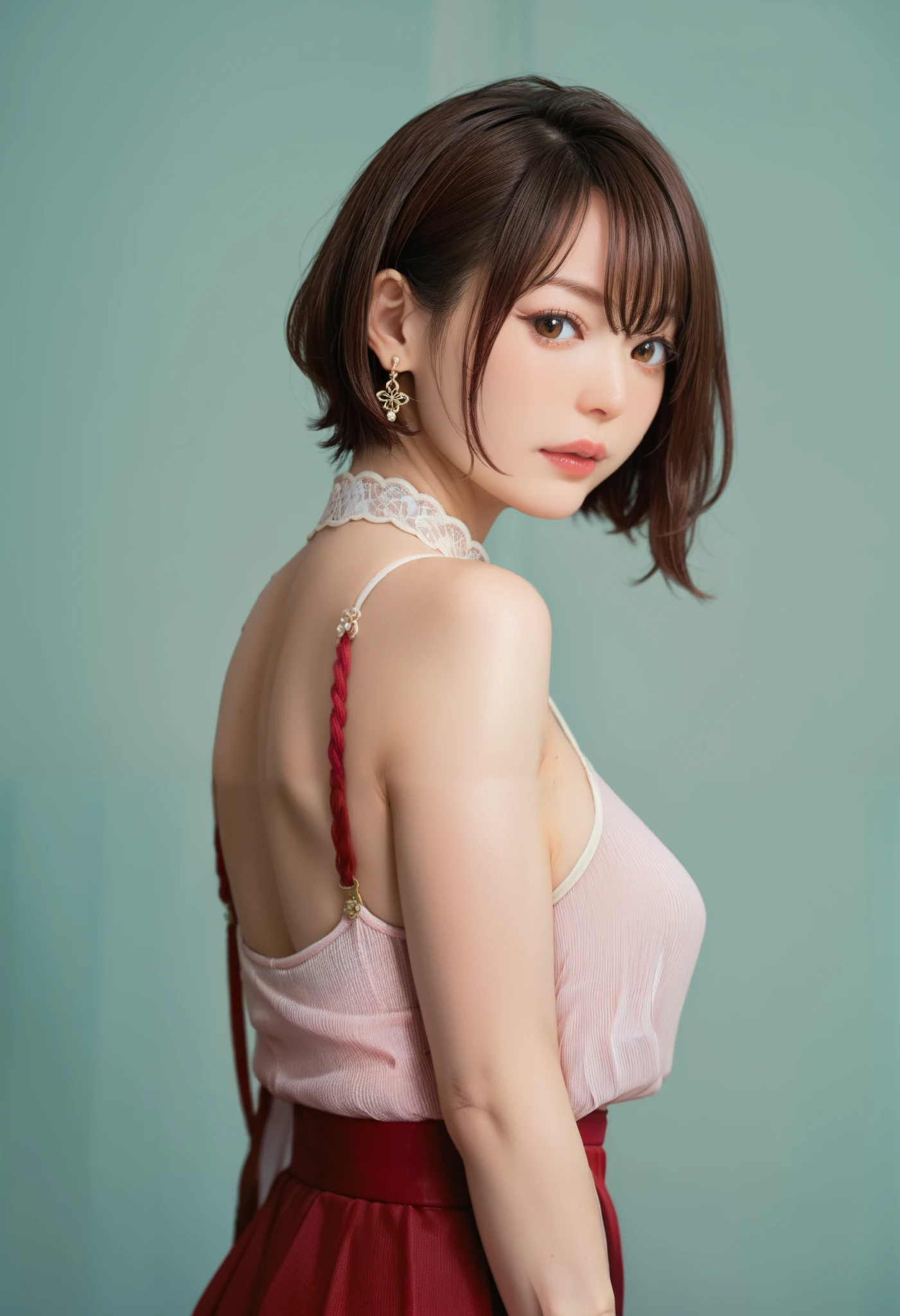 (Wearing a colorful short-sleeved soccer uniform,She loves soccer:2.0),
(naked, The shape of the nipples is visible,Beautiful thighs, Ultra-detailed skin,Small pores in the skin:1.5),
((Her body is incredibly beautiful and stylish:1.3)),
((Her nipples are visible under her clothes, Her face when she's feeling it is so cute:1.3)),
((Stand with your hands on the wall, Pull up your clothes to show your nipples:1.5)),
((28 Talent, Beauty pageant contestant, Sexy Body, She loves sex, I'looking forward to it:1.4)),
((Small breasts, Flat Chest, Pink areola:1.3)),
((Bedroom at home, Complete darkness:1.4)),
Eye focus, Narrow shoulders, Beautiful clavicle, length, Thin arms, Thin legs, The back of the hand is beautiful and feminine, Slim figure, Soft belly, Tight waist, Highly detailed face, super detailed breasts, Ultra-detailed skin, Fair skin, Shiny skin, Ultra-detailed lips, Fuller lips, Glossy pink lips, Blushed, White teeth, Beautiful actress makeup, Annuit Makeup, Pink lipstick, Dark brown hair, Delicate and soft hair, (Put your hair up, Fluffy short bob:1.2), (Sweep your bangs to the side:1.2), (Stylish earrings,necklace:1.2),