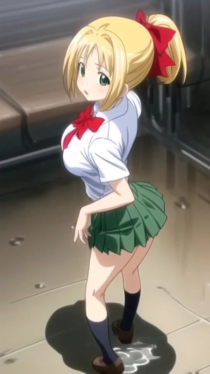 masterpiece, best quality,ultra detail,,miki hoshii,;d,,big breasts,ass,from back,miniskirt,idol costume,looking viewer,''(((lace panties))),sleeveless,looking viewer,sweating