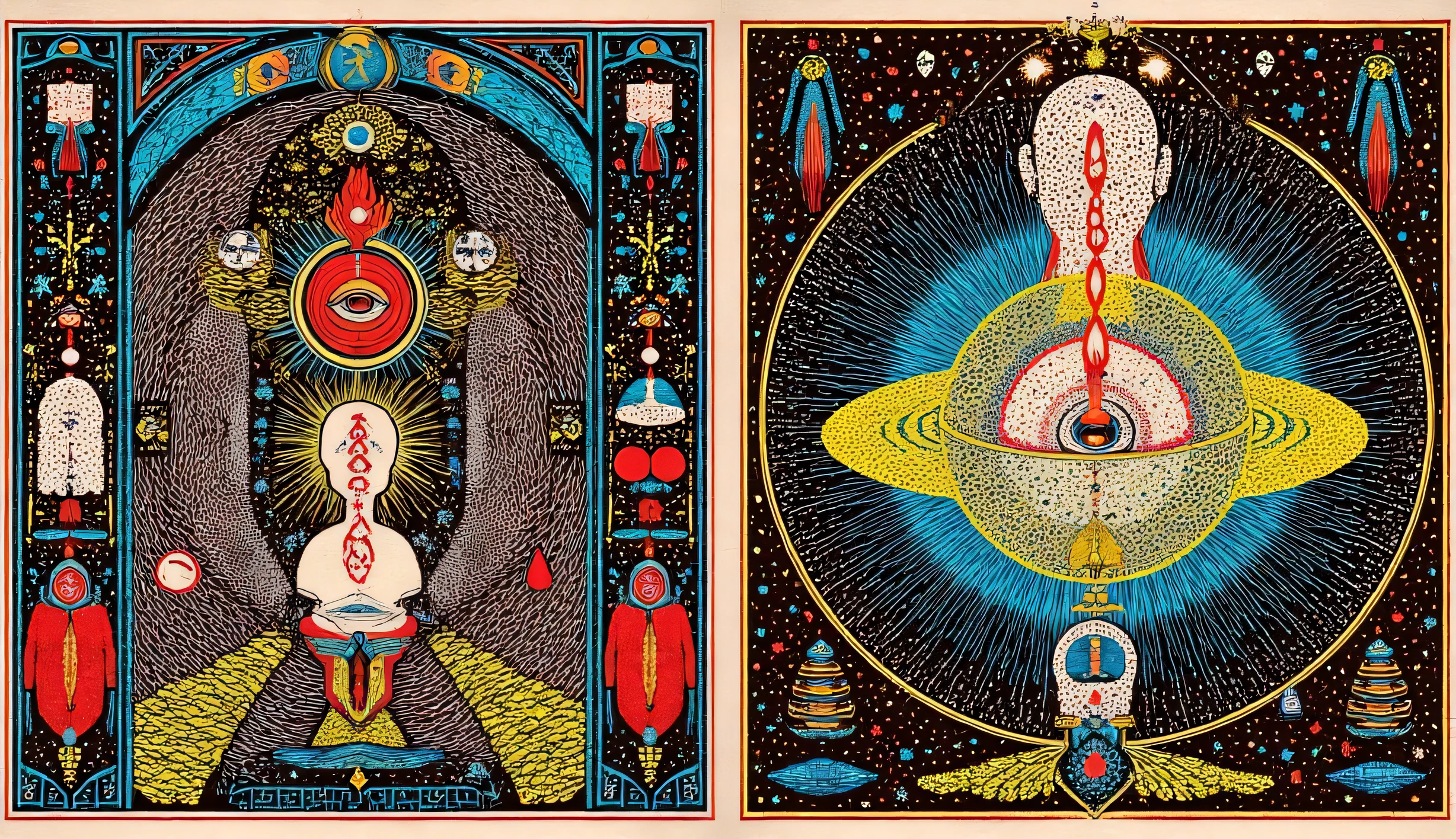 The Hidden Secret of the Pineal Gland: The Key to Christ Consciousness

psychedelic cosmic horror, por Hiroshi Nagai, paul laffoley  , mystic, supernatural visuals, psychedelic illustration,  psychedelic art, colorido