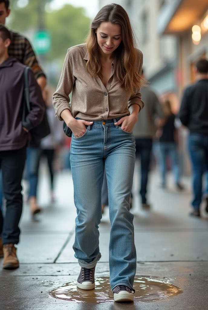 Best quality, masterpiece, portrait, perfect anatomy, flawless, 1woman, solo, sexy, stylish, mature, silver pants, croptop, jacket, long hair, feminine, cool, queen, correct female anatomy,