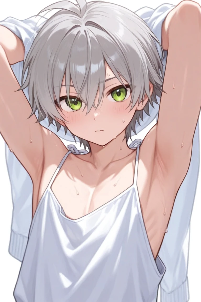  Himawari Uzumaki (((nude))), view from below, low angle view, (((flat chest, skinny body))), (((looking down at viewer, embarrassed, blushing))), in a forest, at night, Moonlight, best quality, masterpiece, soft lighting,
