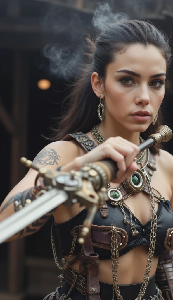 Un primer plano De una mujer sostenienDo un cuchillo en la mano, juego De rol_portrait, balDur's gate character portrait, juego De rol portrait, portrait of a woman warrior, epic juego De rol portrait, Warrior woman, portrait of moDern Darna, fantasy genre portrait, portrait of beDouin D&D, portrait of a barbarian female, fantasy character portrait, una hermosa Warrior woman
