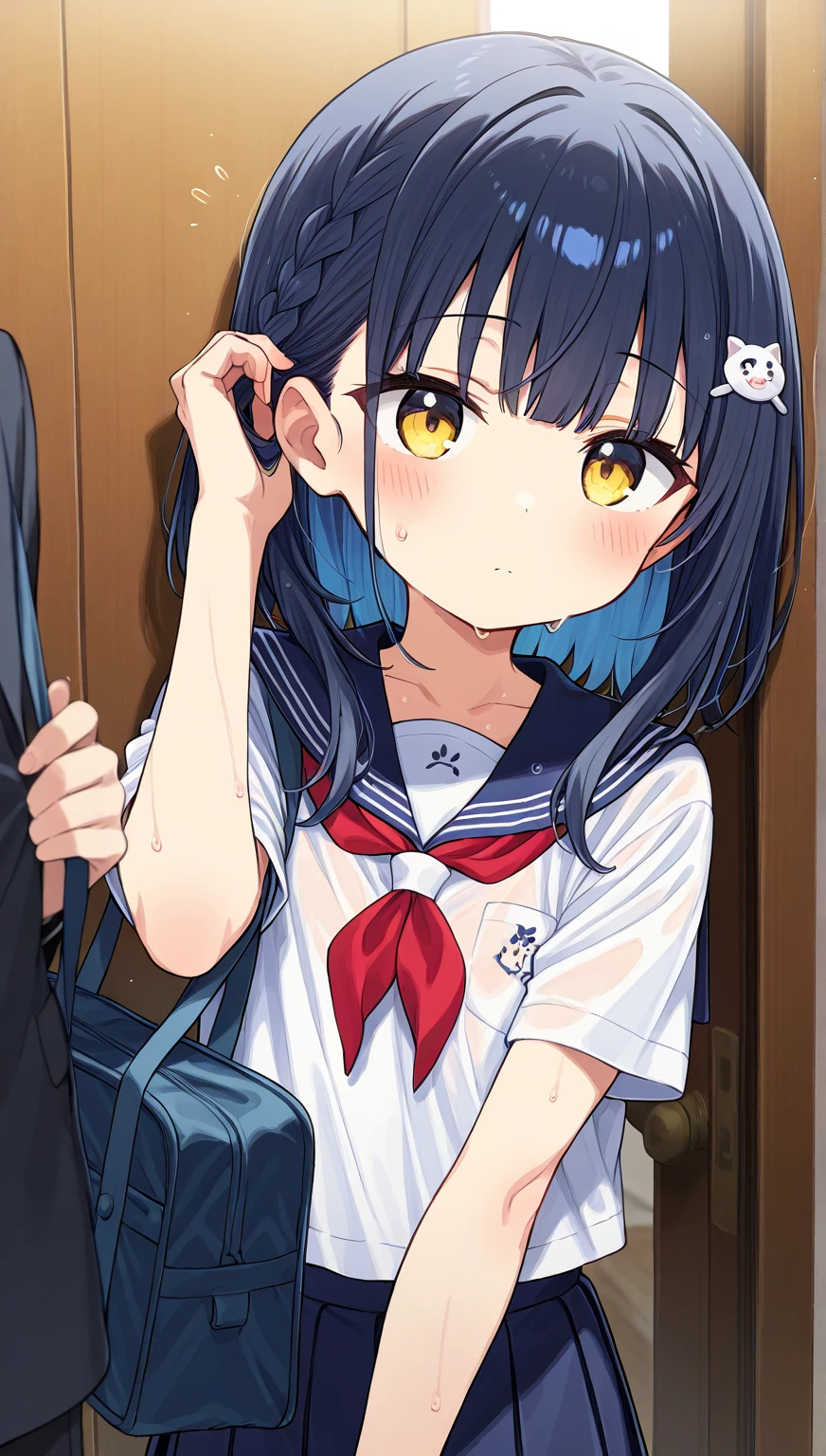 Wet、You can see through your underwear、Wet shirt、Black underwear、校服、High school students、clean breasts、tender