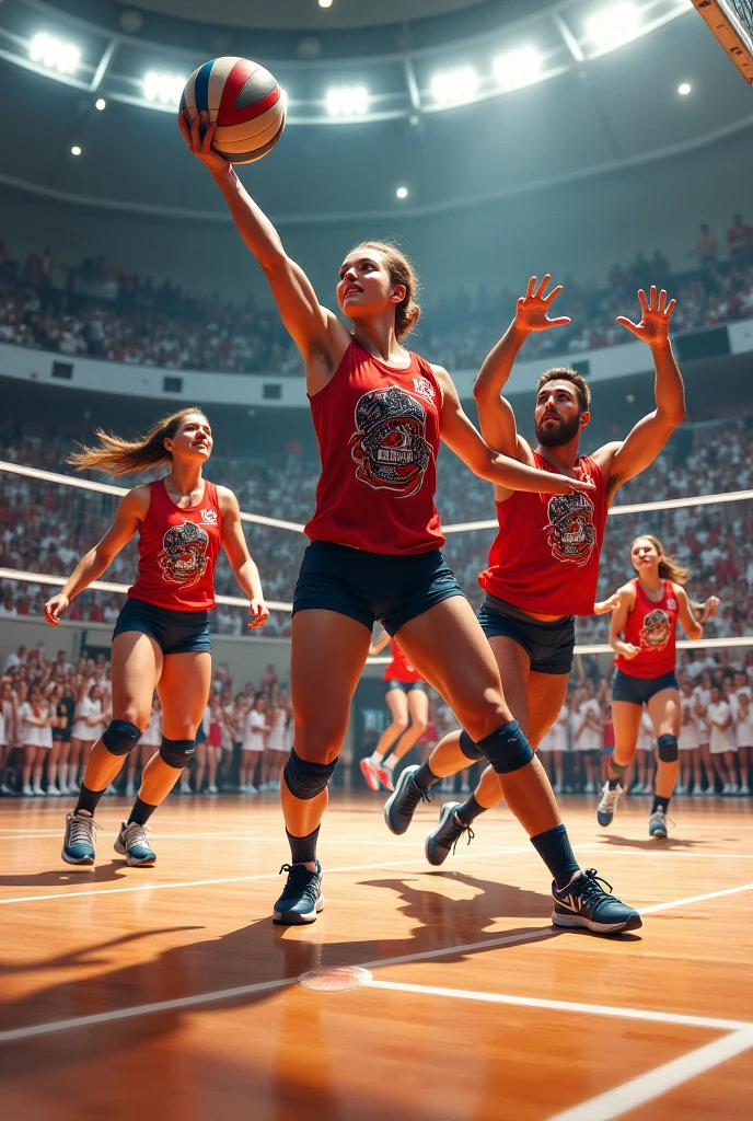 x Men playing volleyball heroes