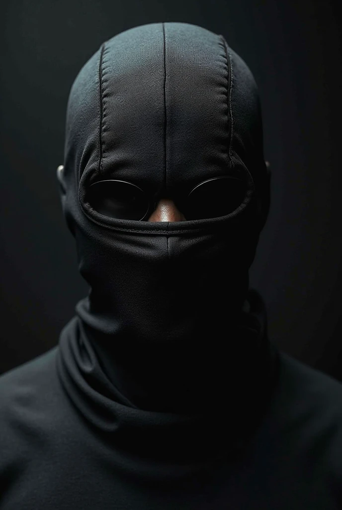 Black balaclava with V3 design black letters dark black background ...