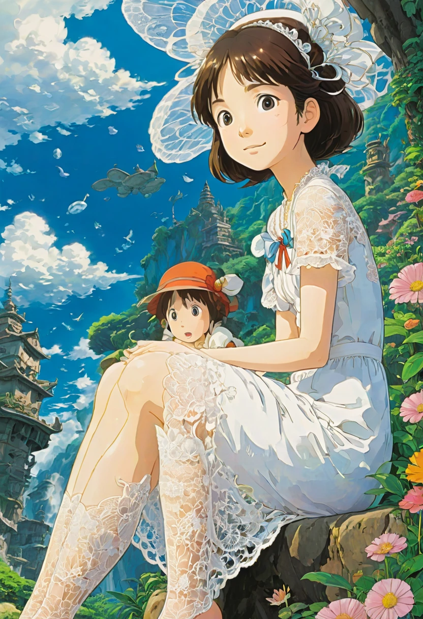 white lace, by Studio Ghibli, Best Quality, obra-prima, theme, Perfect Composition, intricate details, ultra-detailed
