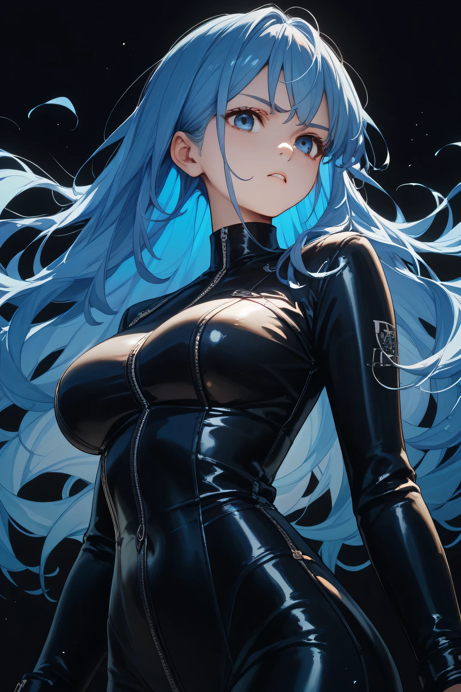 (masterpiece), best quality, eyes without emotion, Perfect face, 1 Girl, Solitary, Huge breasts, sad, Bangs, Hourglass figure, , Mother, long hair, curls, (Light blue hairBREAK Light blue eyesBREAK) lipstick, Snow Forest, ice, ice冷的地板, Cloudy sky, ice skates, permanent, SweaterBREAK Black tightsBREAK Blue skirtBREAK Shut up, Smile, dancing on ice, Crazy breast swelling