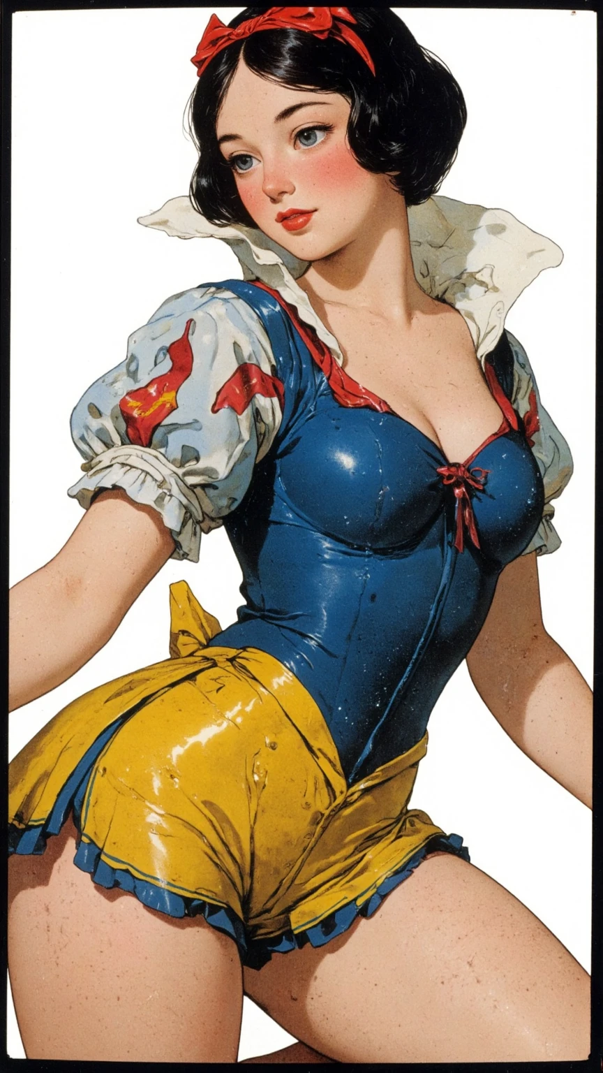 Asian woman Super Hero Red and Yellow clothes USA clothes USA flag, Cleavage, Huge breasts