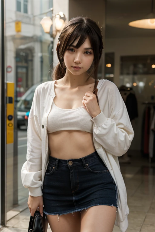 Tabletop, Highest quality, figure, Super detailed, In detail, High resolution, 8k wallpaper, Perfect dynamic composition, Beautiful attention to detail, dress, Center of chest, Natural color lip, Random sexy poses,smile,Aoyama Street Walk、20-year-old girl、Beaver,Short Hairstyles